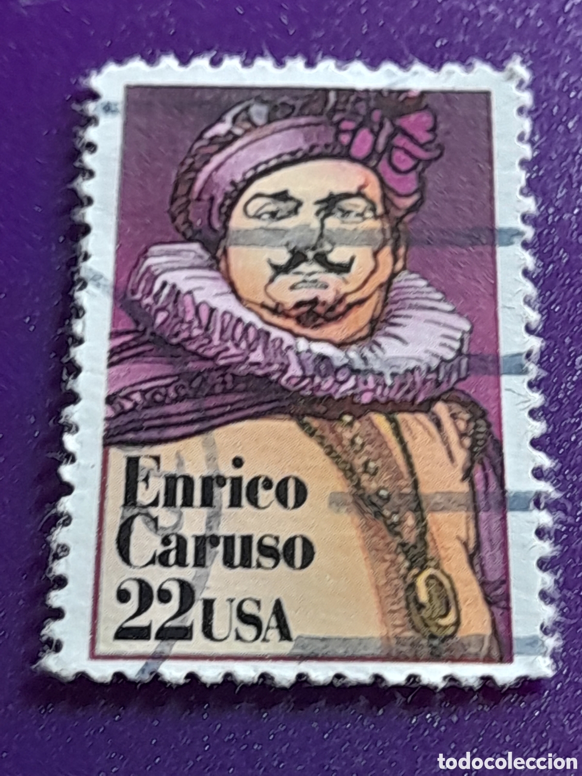 Sellos: Sello Estados Unidos mtdo/udo 1987. Enrico Caruso. Cantante opera. Arte. M&uacute;sica. Tenor
