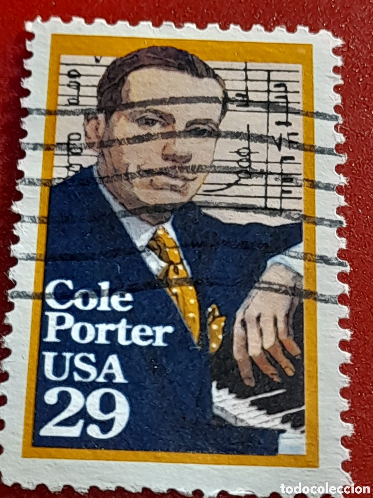 Sellos: Sello Estados Unidos mtdo/udo 1991. Cole Porter. Compositor. Letrista. Arte. M&uacute;sica. Partitura