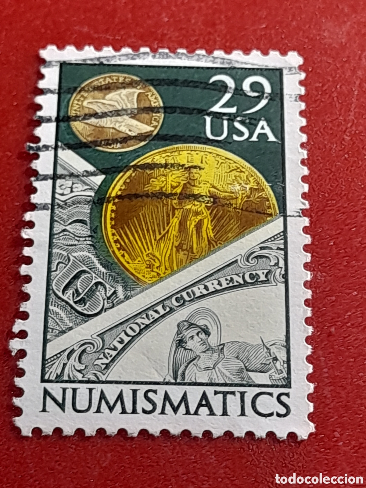 Sellos: Sello Estados Unidos mtdo/udo 1991. Numism&aacute;tica. N&oacute;madas. Coleccionismo. Ocio. Billete. Dinero