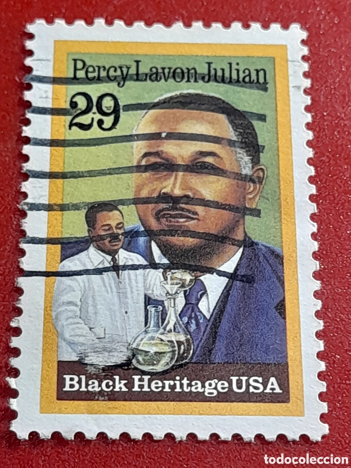 Sellos: Sello Estados Unidos mtdo/udo 1993. Herencia negra. Percy Lavon. Investigador. Qu&iacute;mico. Medicina