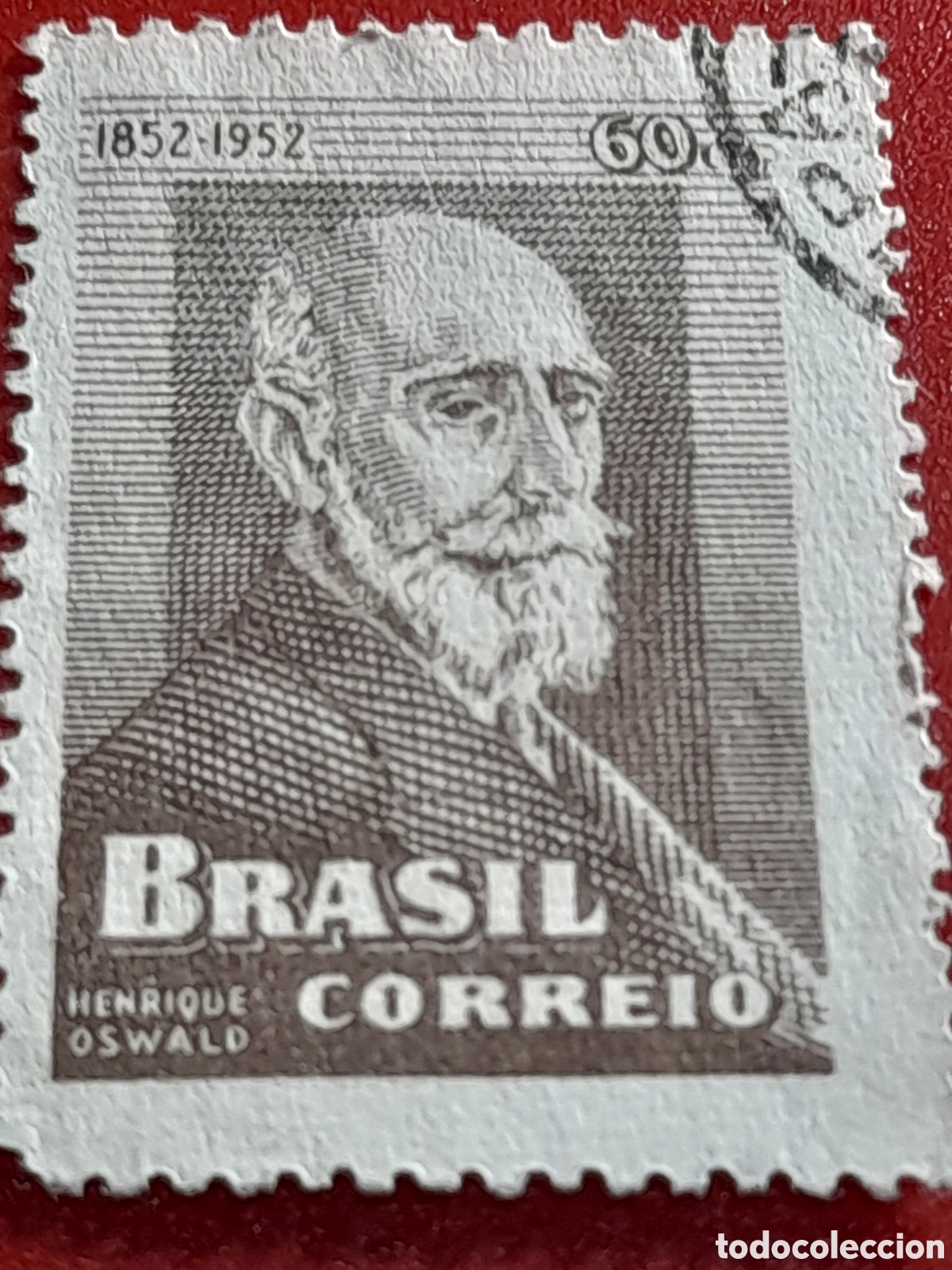 Sellos: Sello Brasil mtdo/udo 1952. 100Aniv nacimiento compositor H. Oswald. M&uacute;sica. Arte.