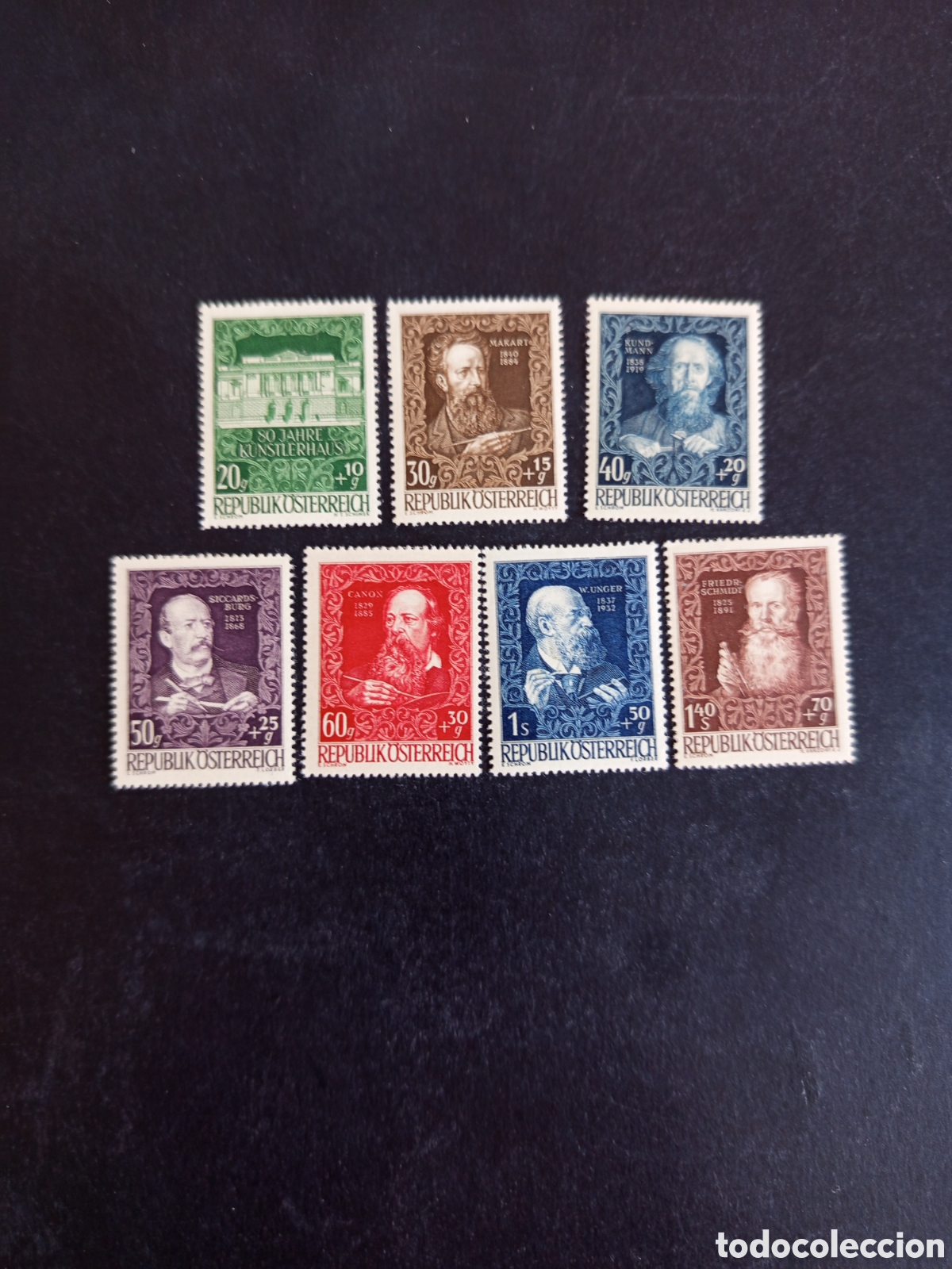 Selos: AUSTRIA, 1948. Casa de los Artistas. Pintores. Yvert 732/8. Ver fotos. Serie completa .