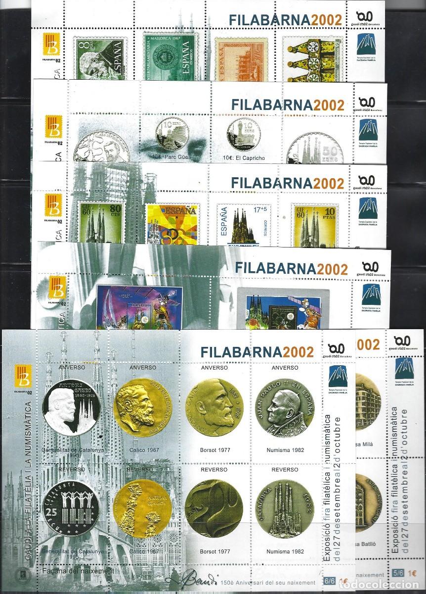 Sellos: ESPA&Ntilde;A 2002 6 HOJAS RECUERDO MH FILABARNA 2002 GAUDI/SAGRADA FAMILIA
