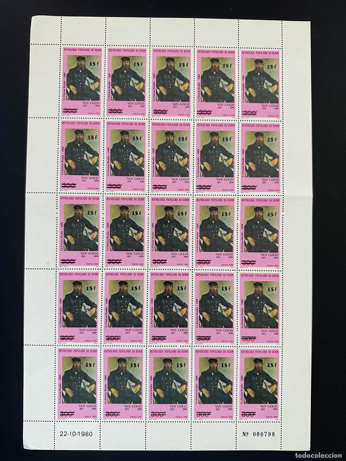 Sellos: Benin 1984 Mi. 361 tablero sobrecargado Vincent Van Gogh Factor Roulin art Kunst