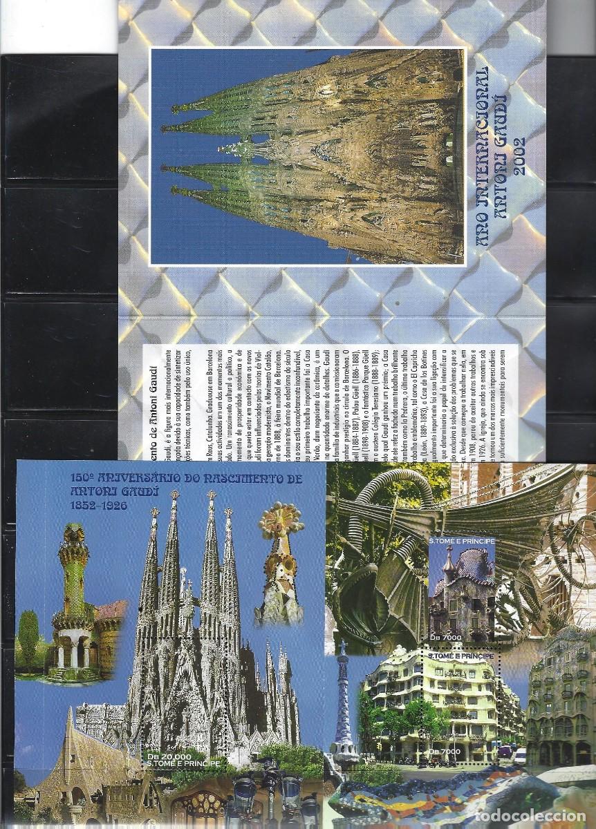 Sellos: ESPA&Ntilde;A 2002 DIPTICO + HOJAS RECUERDO FILABARNA 2002 GAUDI/SAGRADA FAMILIA