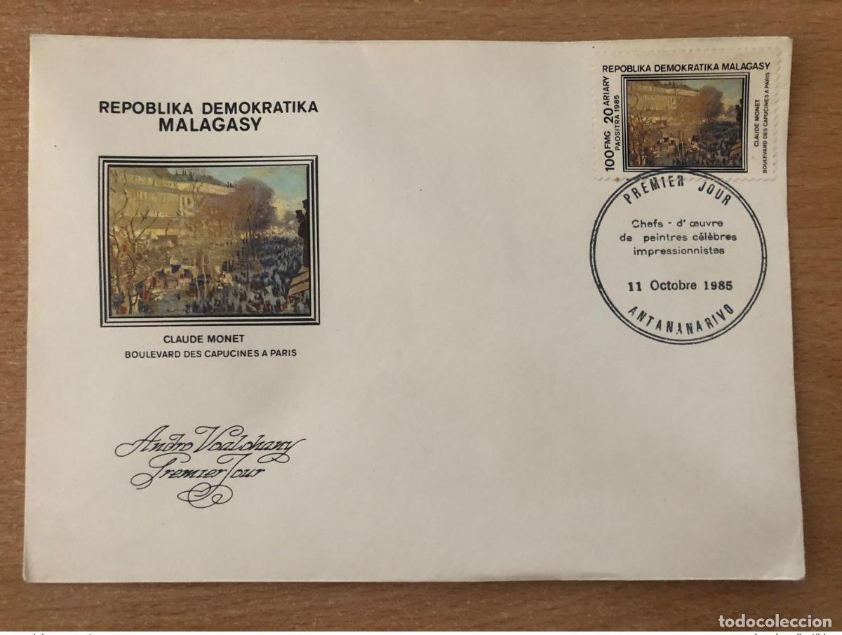 Selos: Madagascar 1985 Mi. 995 FDC Art Claude Monet Boulevard des Capucines Par&iacute;s
