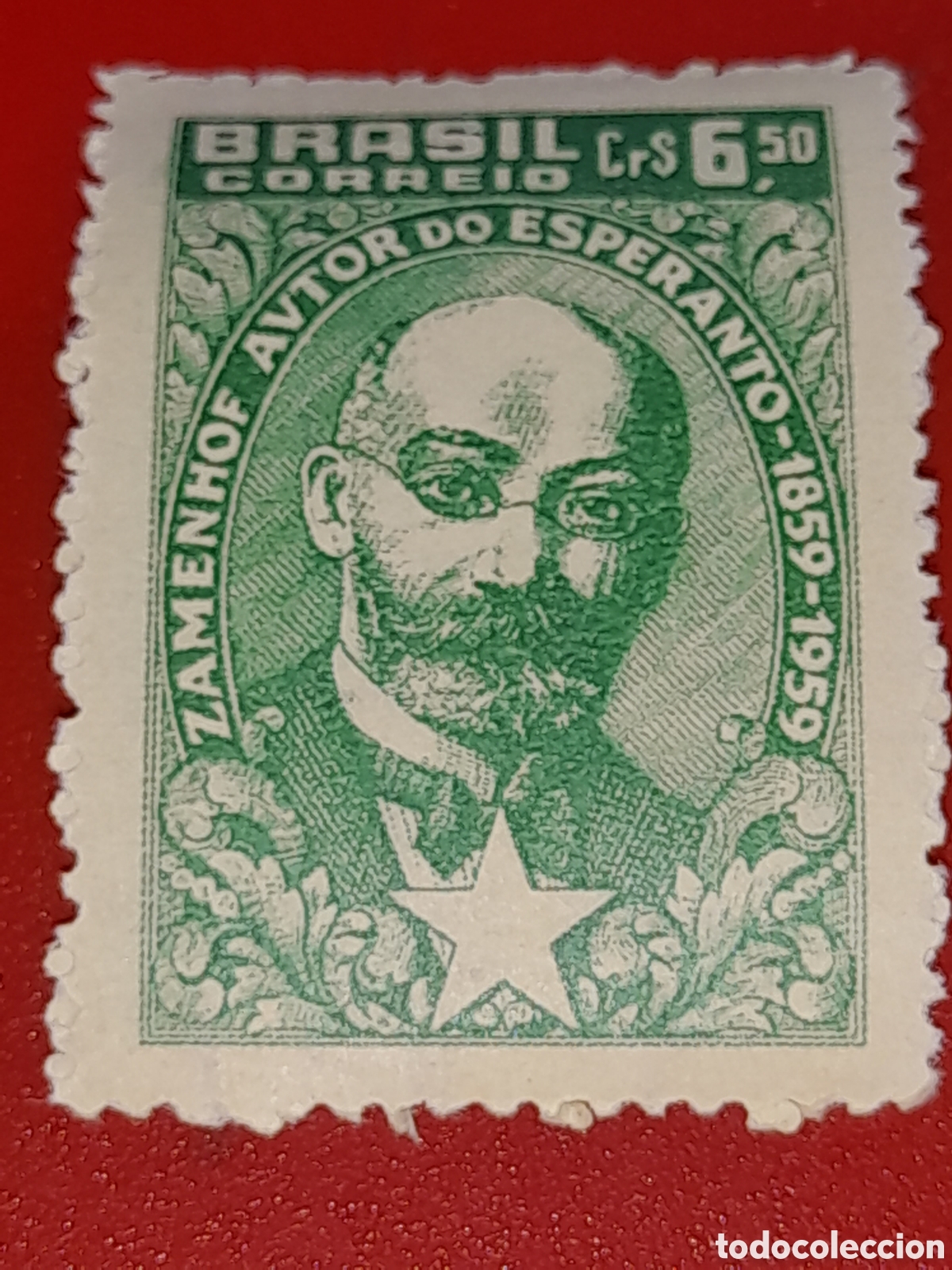 Sellos: Sello Brasil nuevo 1960. 100Aniv nacimiento oftalm&oacute;logo. Inventor esperanto. Lidwig. Arte. Comunicac