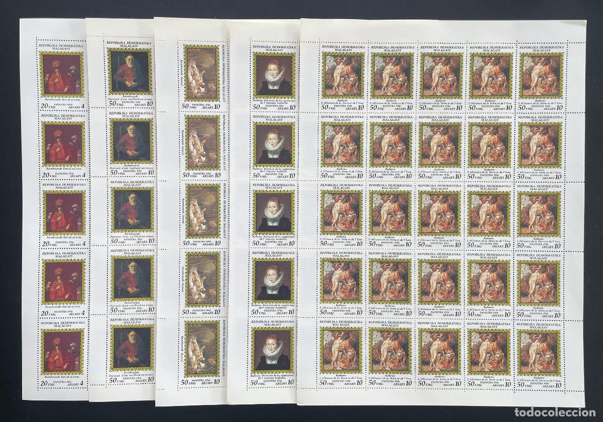 Selos: Madagascar 1986 YT 766-770 bloque Rembrandt Rubens pintura arte