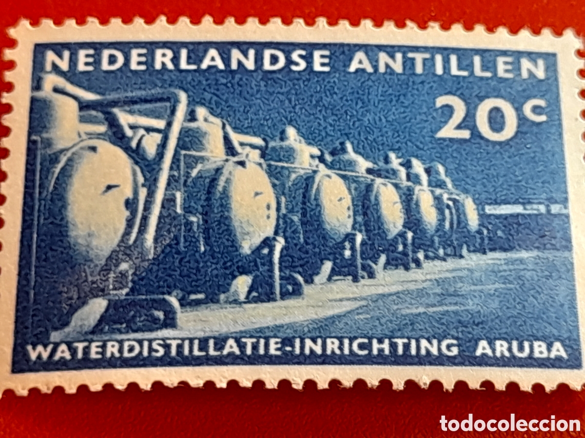 Sellos: Sello Antillas Holandesas nuevo 1959. Inauguraci&oacute;n planta destilaci&oacute;n agua salada. Desarrollo. Indus