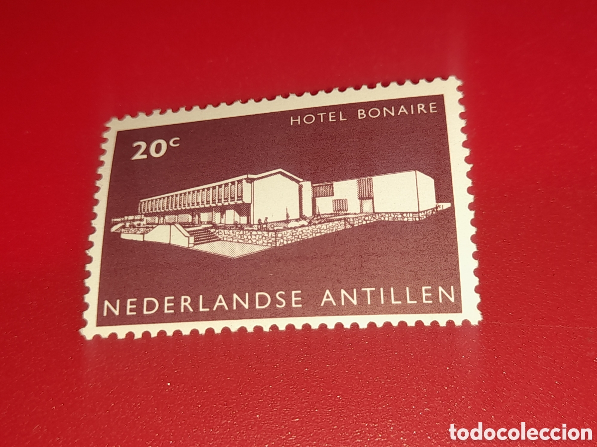 Sellos: Sello Antillas Holandesas nuevo 1963. Inauguraci&oacute;n hotel Bonaire. Turismo. Arquitectura.