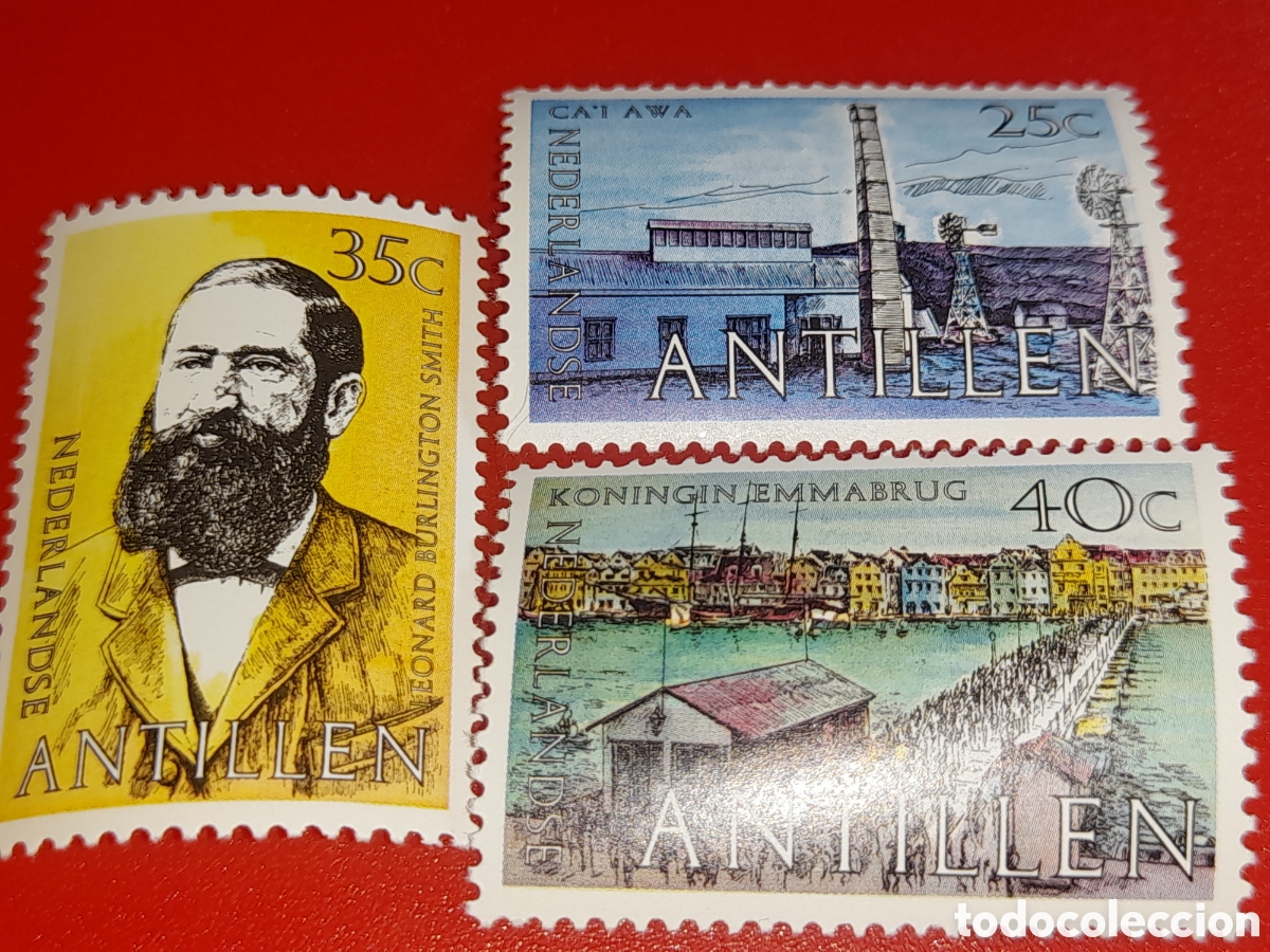 Sellos: Sello Antillas Holandesas nuevo 1978. 80Aniv muerte Loenard. Ingeniero. Hidraulica. Puente. Industri