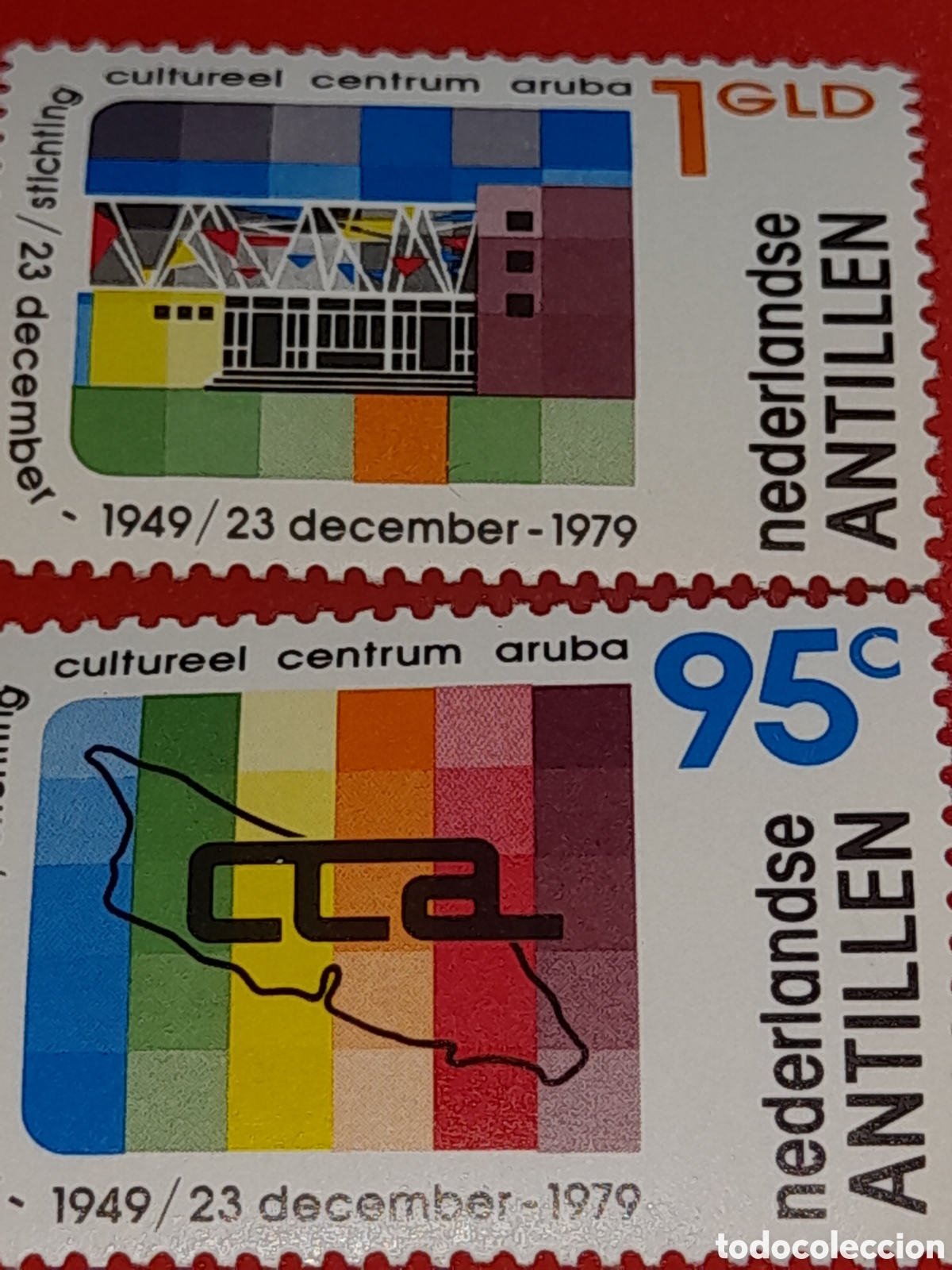 Sellos: Sello Antillas Holandesas nuevo 1979. 30Aniv culrura. Mapa. Cartograf&iacute;a. Emblema Fundaci&oacute;n. Sede. A
