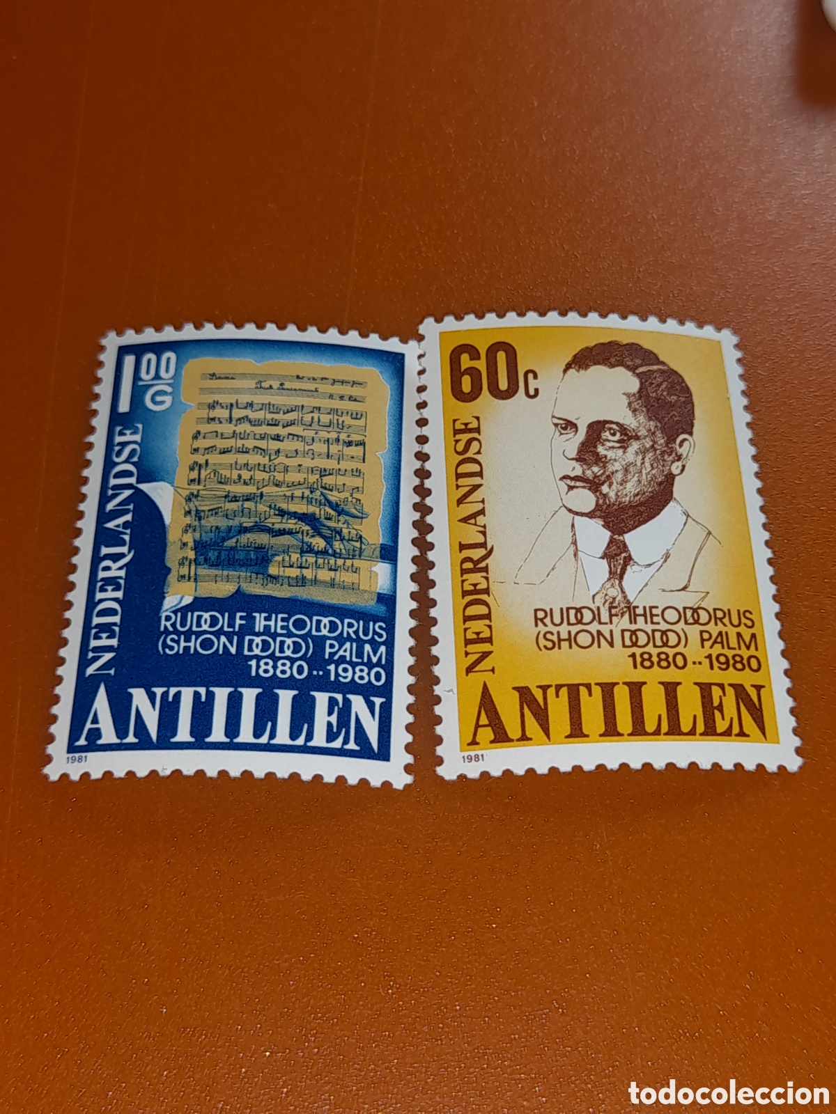 Sellos: Sello Antillas Holandesas nuevo 1981. 190Aniv nacimiento m&uacute;sico R. Theodorus. Arte. Compositor.