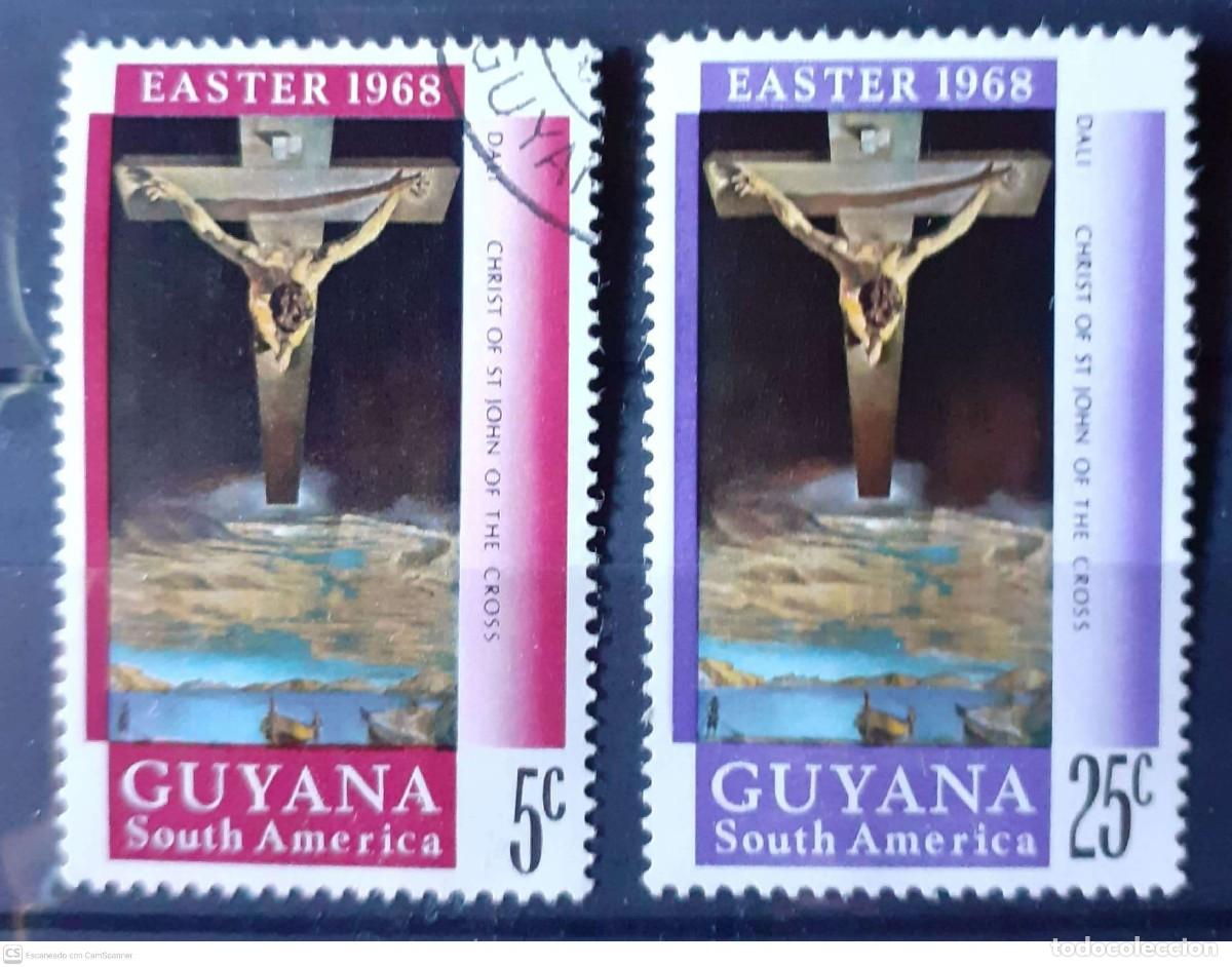 Sellos: GUYANA n&ordm; 297/298&ordm; Cristo de Dal&iacute;. Serie completa