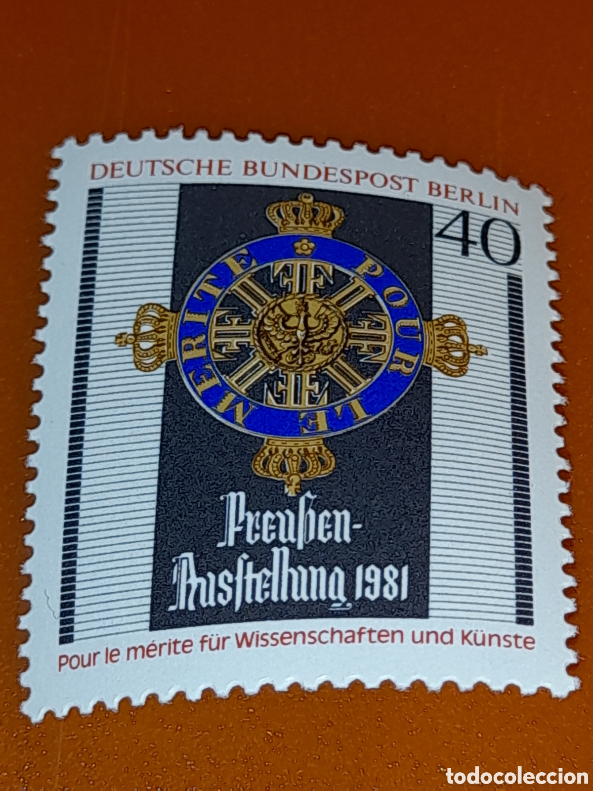 Sellos: Sello Alemania, Berlin nuevo 1981. Exp prusiana. Medalla. Ciencia. Merito. Arte. Emblema Corona Escu