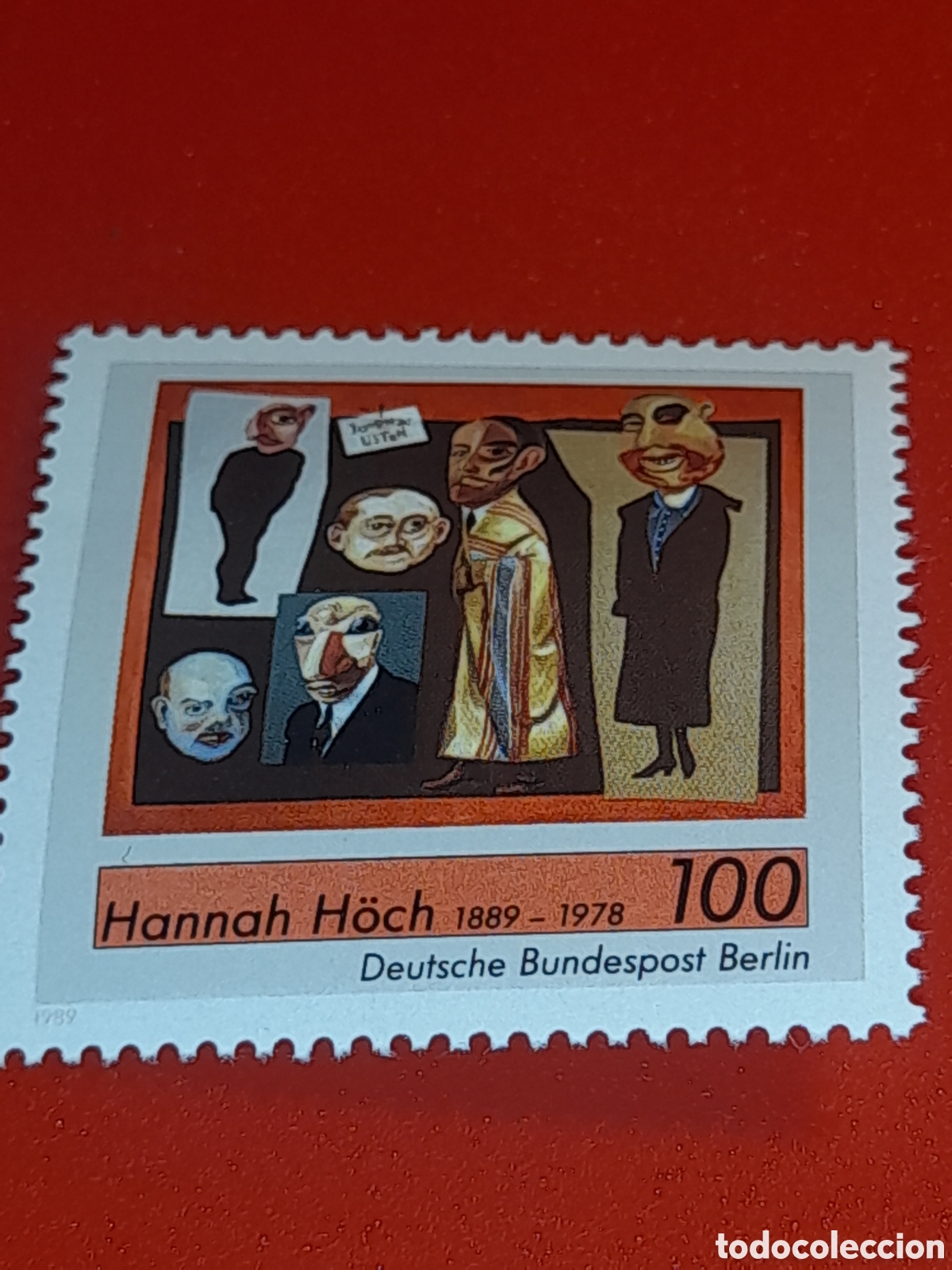 Sellos: Sello Alemania, Berlin nuevo 1989. 100Aniv nacimiento pintora. Arte. Artista. Hannah Hoch