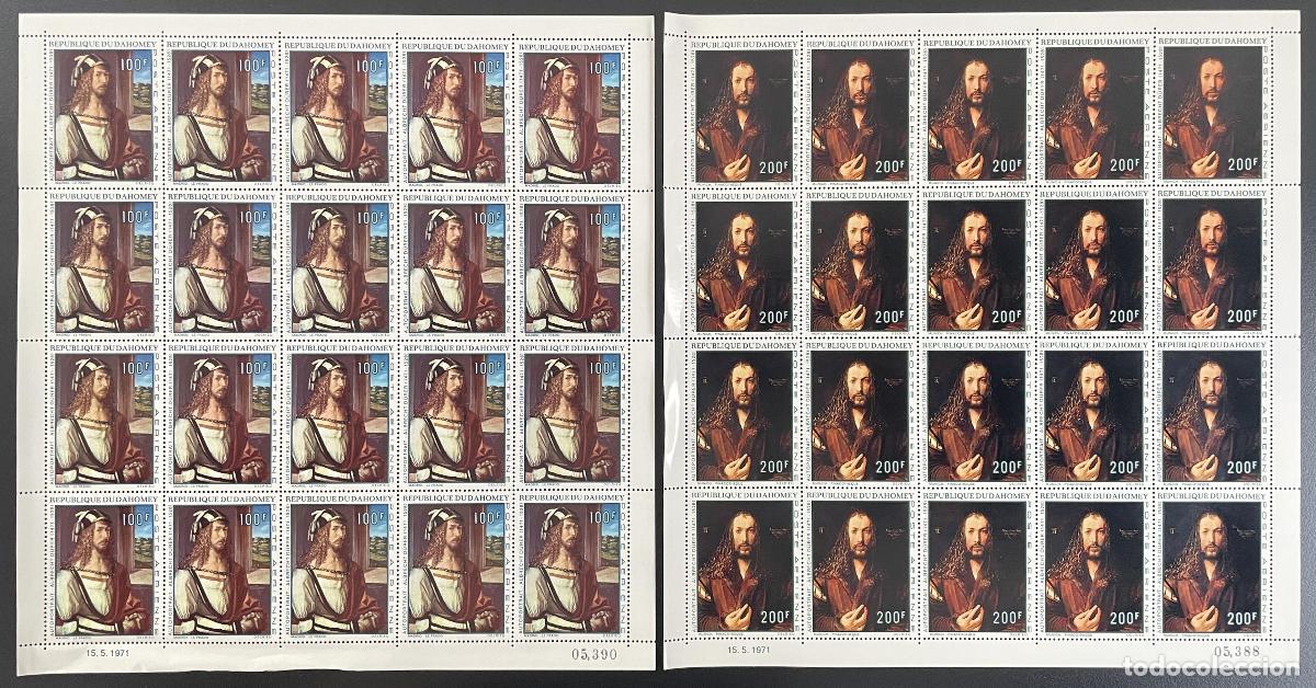 Sellos: Dahomey 1971 YT PA 143-144 tabl&oacute;n Albrecht D&uuml;rer pintura autorretrato arte