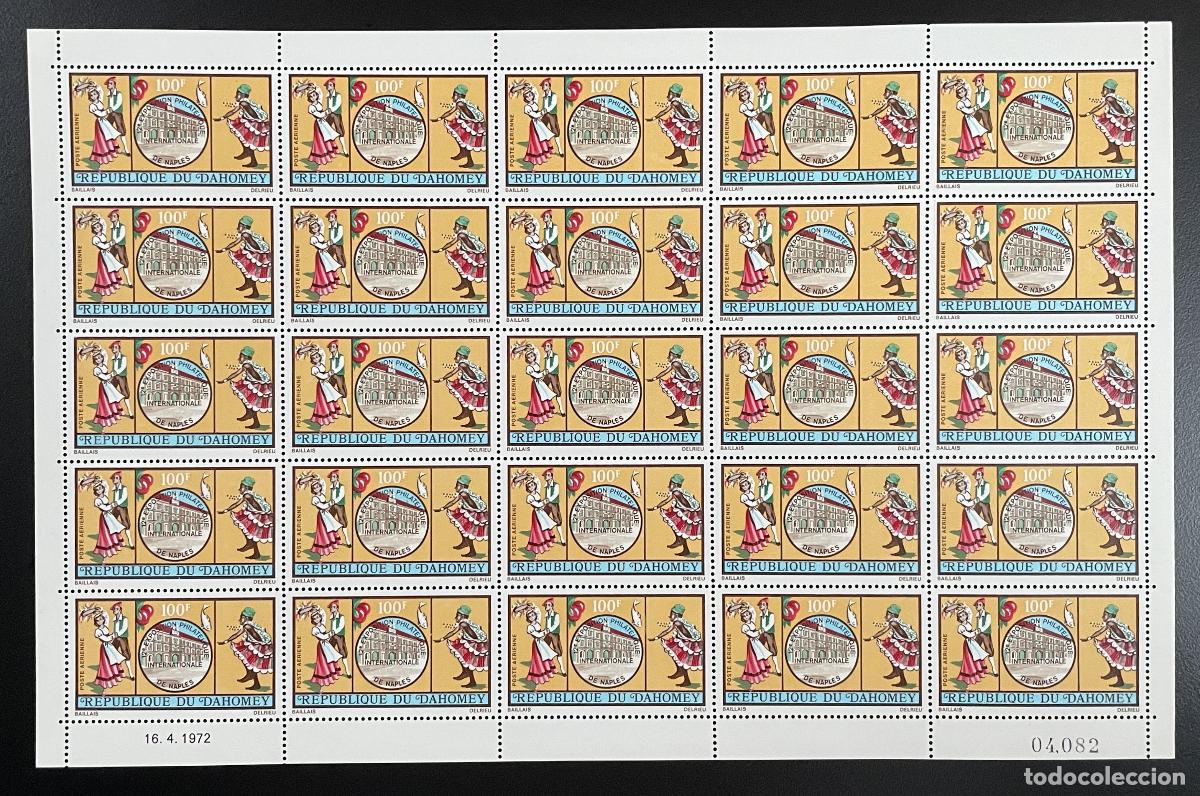 Sellos: Dahomey 1972 YT PA 165 tabl&oacute;n Exposici&oacute;n Filat&eacute;lica N&aacute;poles Tarentella