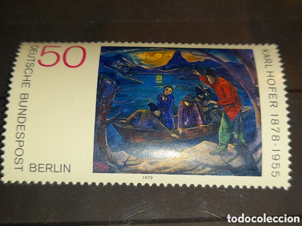 Sellos: Sello Alemania, Berlin nuevo 1978 100Aniv nacimiento pintura Karl. Arte. Barca. Famosos. Barco Arbol
