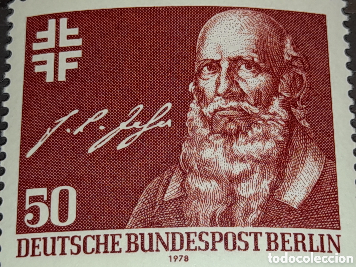Sellos: Sello Alemania, Berlin nuevo 1978. 200Aniv nacimiento pedagogo, maestro F. Lidwig. Cultira. Arte. Do