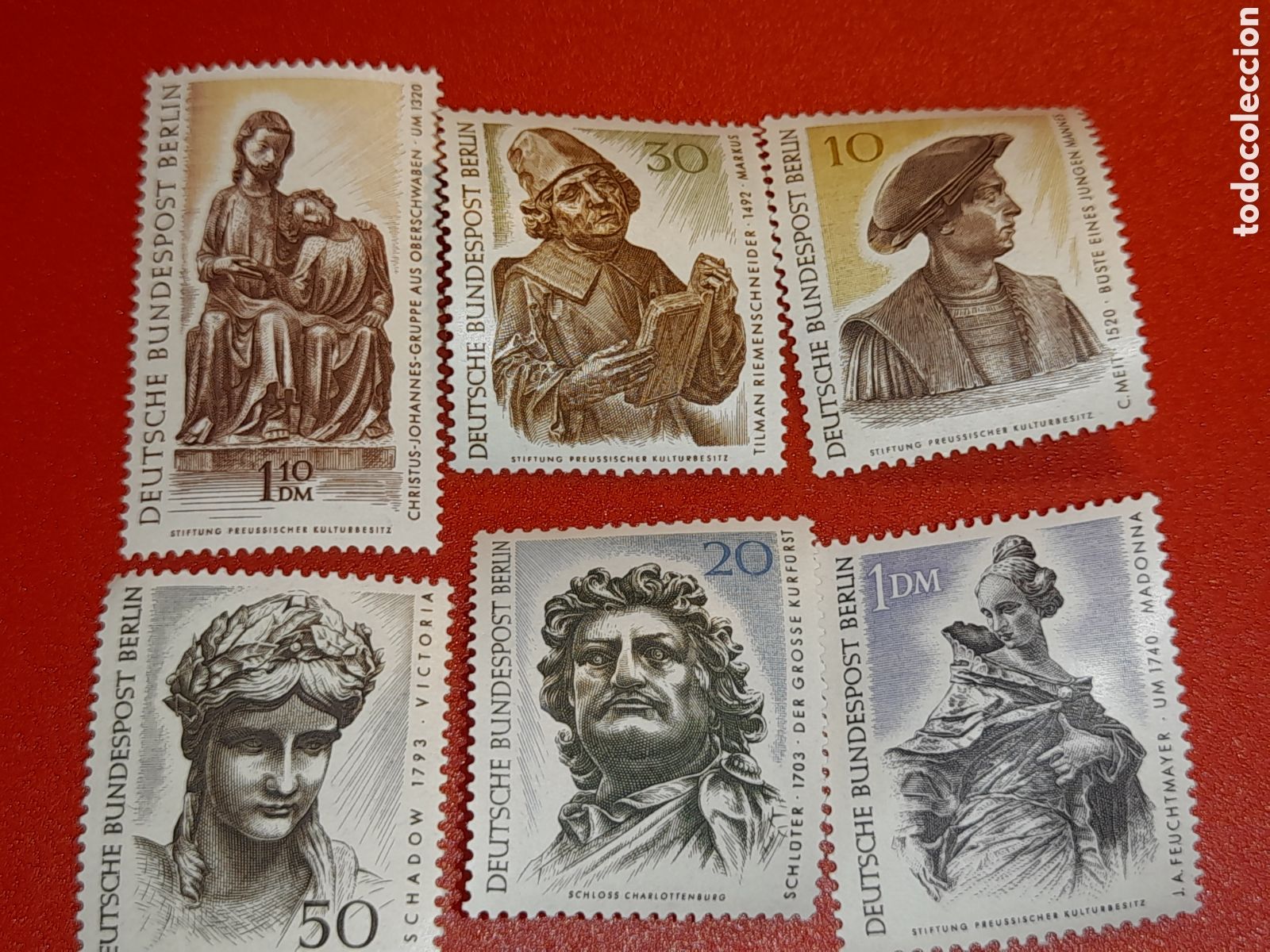 Sellos: Sello Alemania, Berlin nuevo 1967. Arte. Tesoros. Estatua. Busto. Esculturas. Cabeza. Evangelista.
