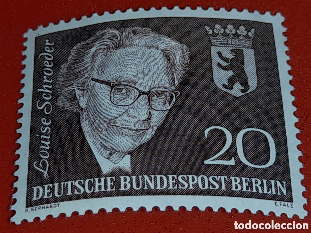 Sellos: Sello Alemania, Berlin mtdo 1961. L. Schroeder. Politica. Historia. Ministra. Escudo armas. Oso. Fau