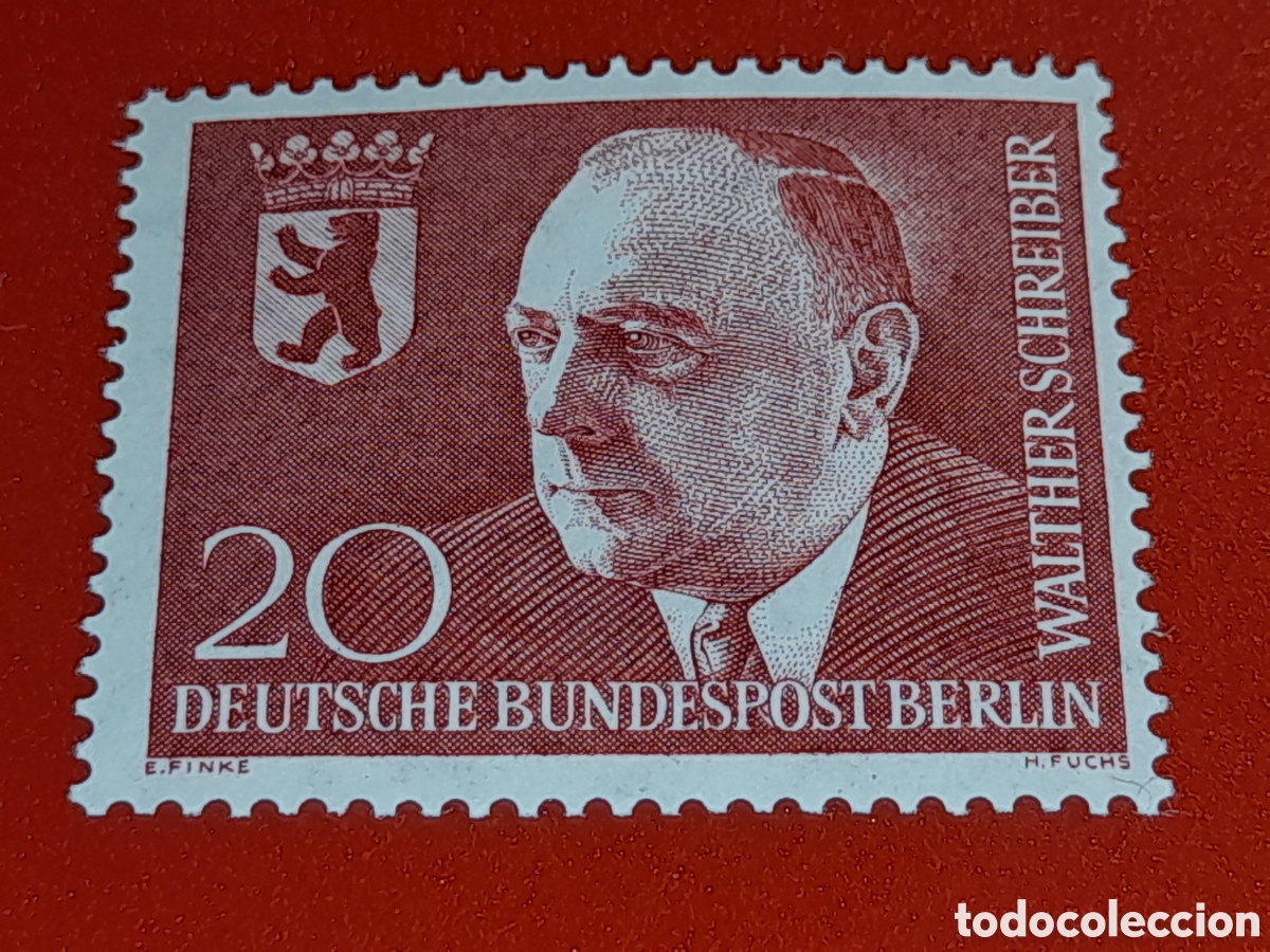Sellos: Sello Alemania, Berlin nuevo 1960. Alcalde Berl&iacute;n. W. Schreiber. Escudo armas. Oso. Fauna.