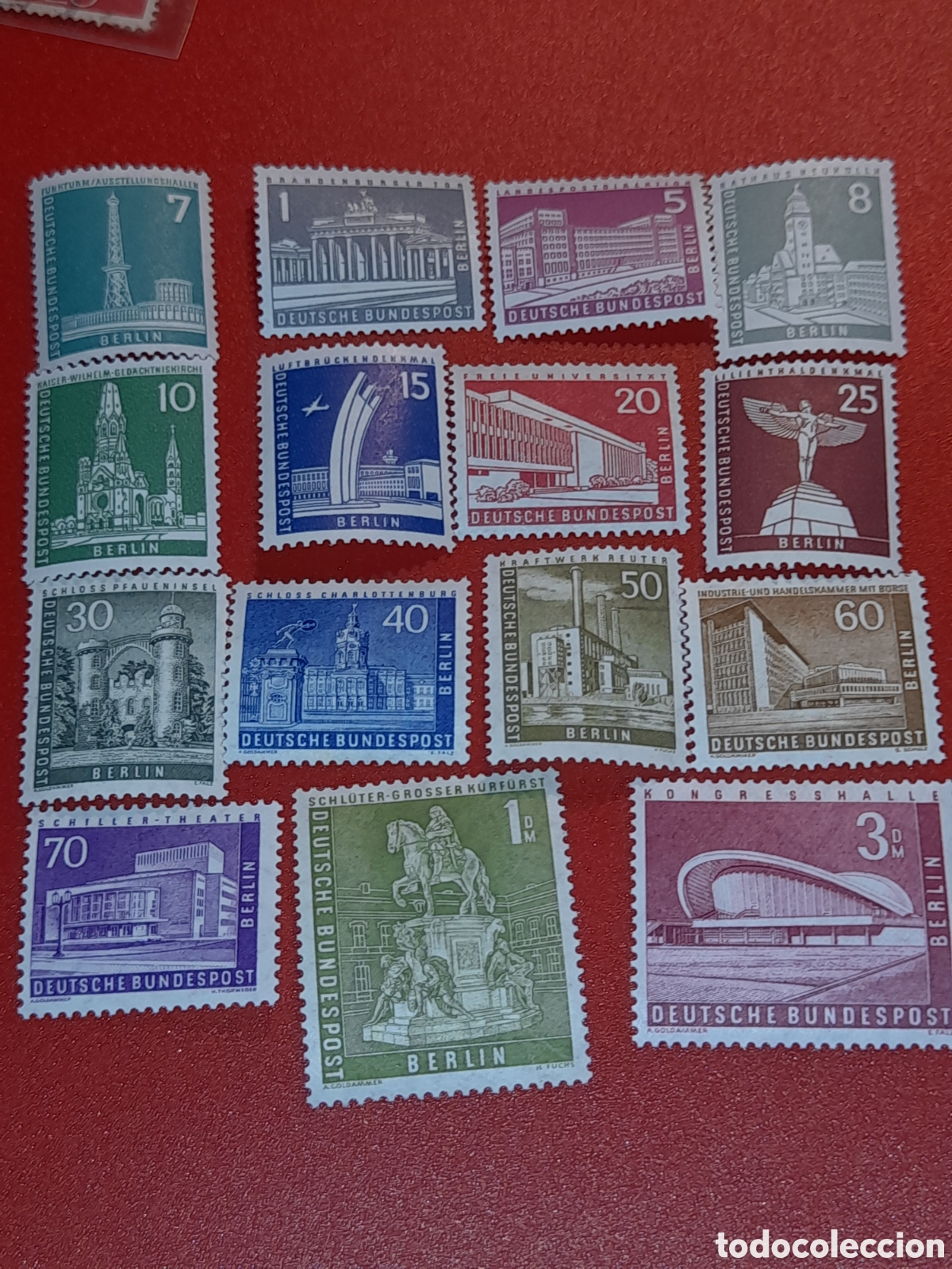 Sellos: Sello Alemania, Berlin nuevo 1956. Edificios. Arquitectura. Arte. Pabell&oacute;n. Ayuntamiento. Torre. Mem