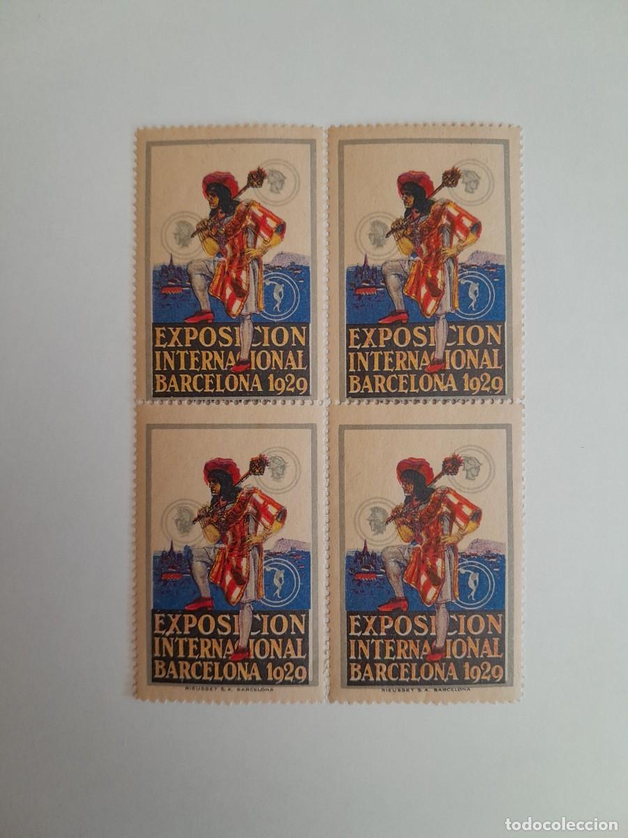 Sellos: LOTE 4 SELLOS EXPOSICI&Oacute;N INTERNACIONAL DE BARCELONA DE 1929