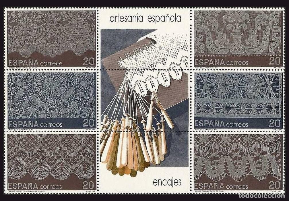 Sellos: HB Espa&ntilde;a, 1989 | Spanish Crafts: Lace | Ed: 3016/21, Yv: 2629/34, Mil: 2895/900 MNH **