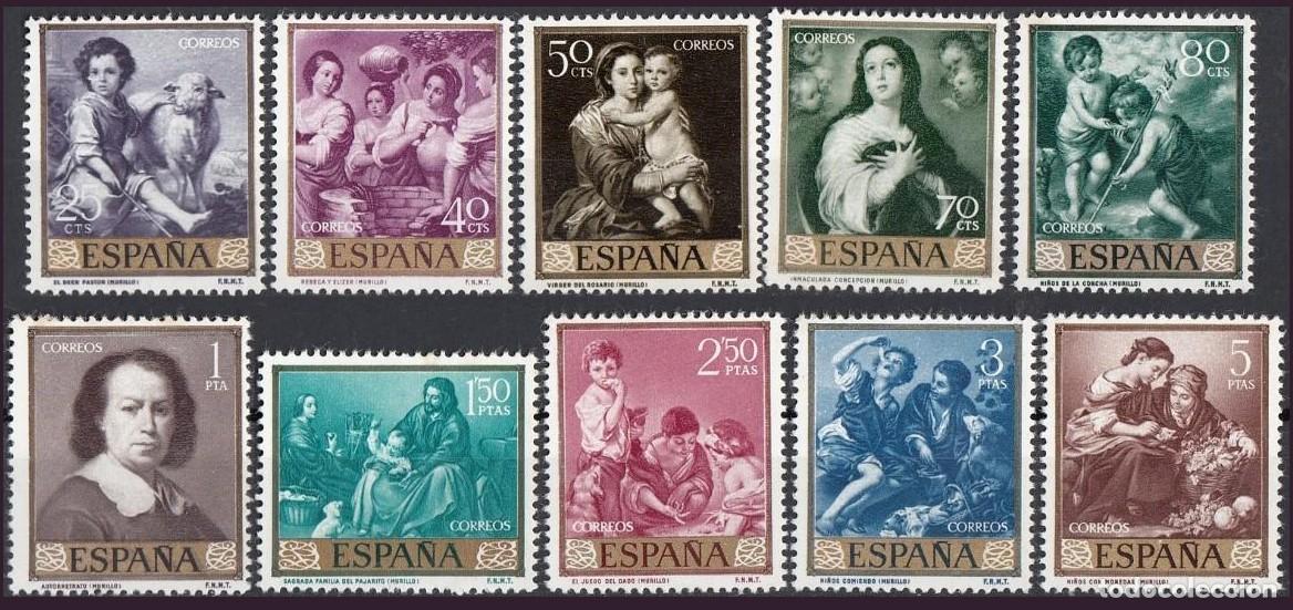 Sellos: 10v Espa&ntilde;a, 1960 | Murillo | Edifil: 1270/9 - Yv: 955/64 - Mi: 1167/76 - Sc: 921/30 MNH **