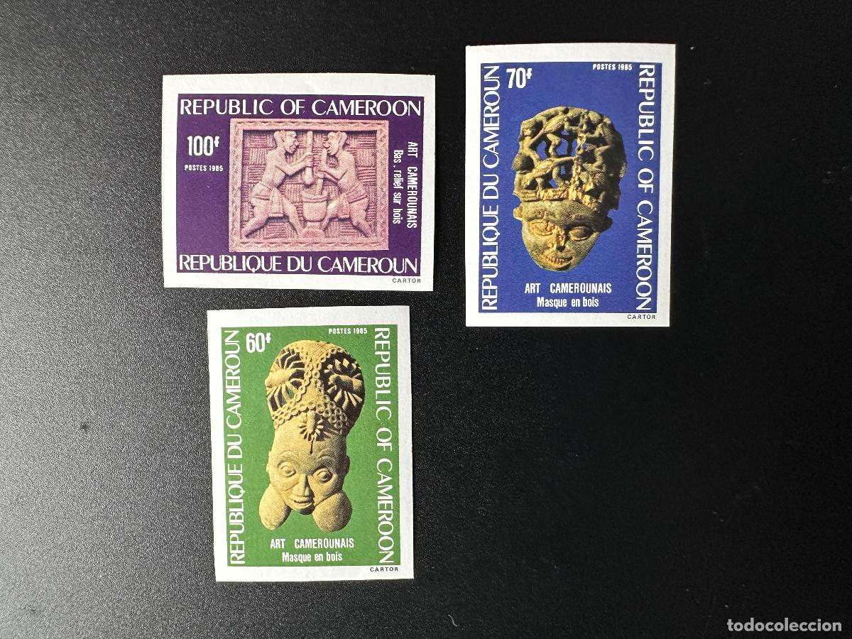 Sellos: Camer&uacute;n 1985 Mi. 1096-1098 ND Art Camerounais Masque Esculturas en madera