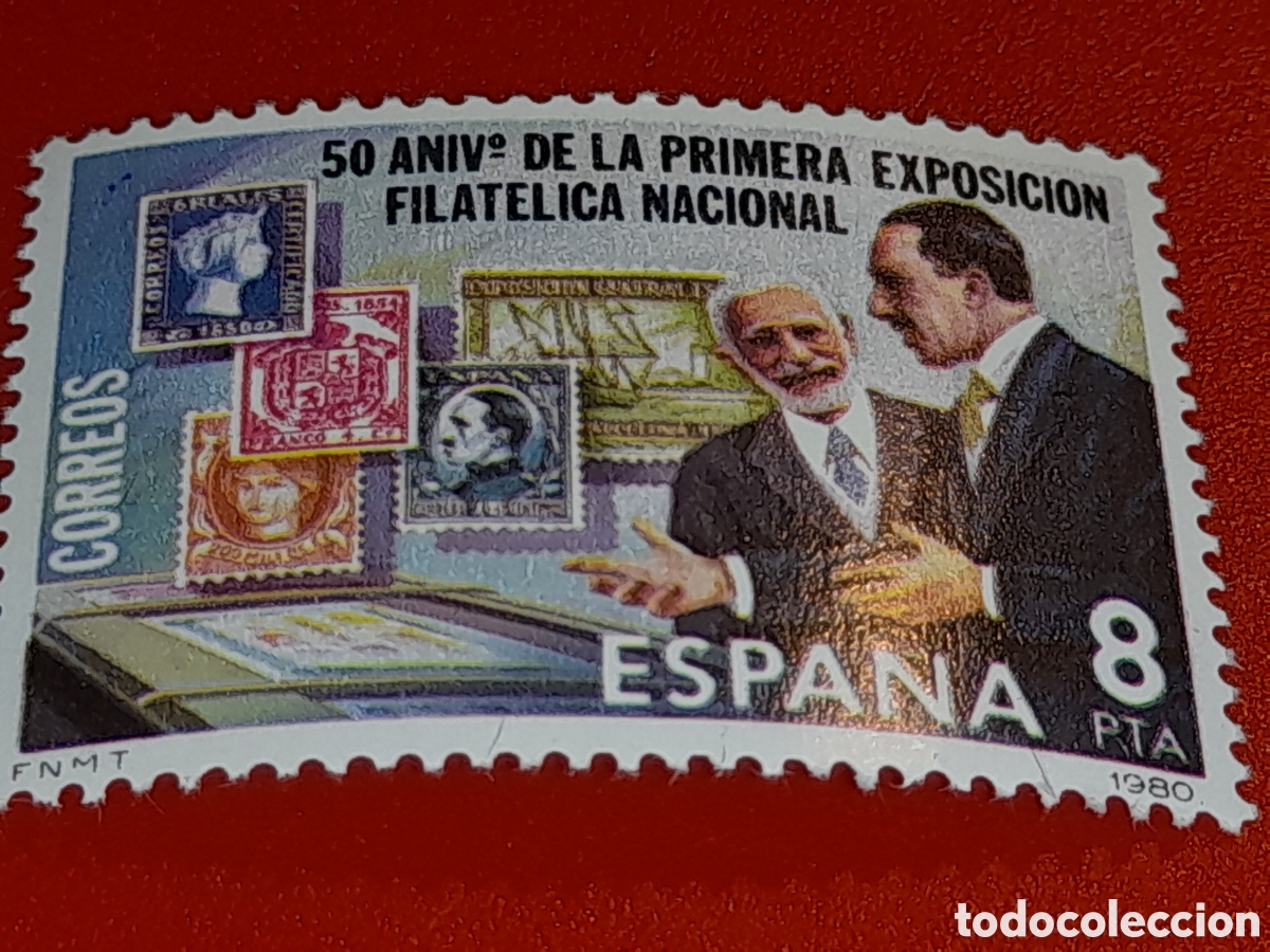 Sellos: Sello Espa&ntilde;a nuevo 1980. 50Aniv primera exp nacional. Coleccionismo. Ocio. Arte