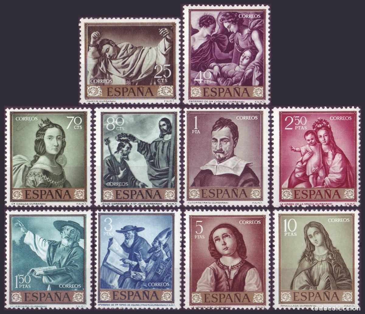 Francobolli: 10v Espa&ntilde;a, 1962 | F. de Zurbar&aacute;n | Edifil: 1418/27 - Yv: 1083/92 - Mi: 1304/13 MNH **