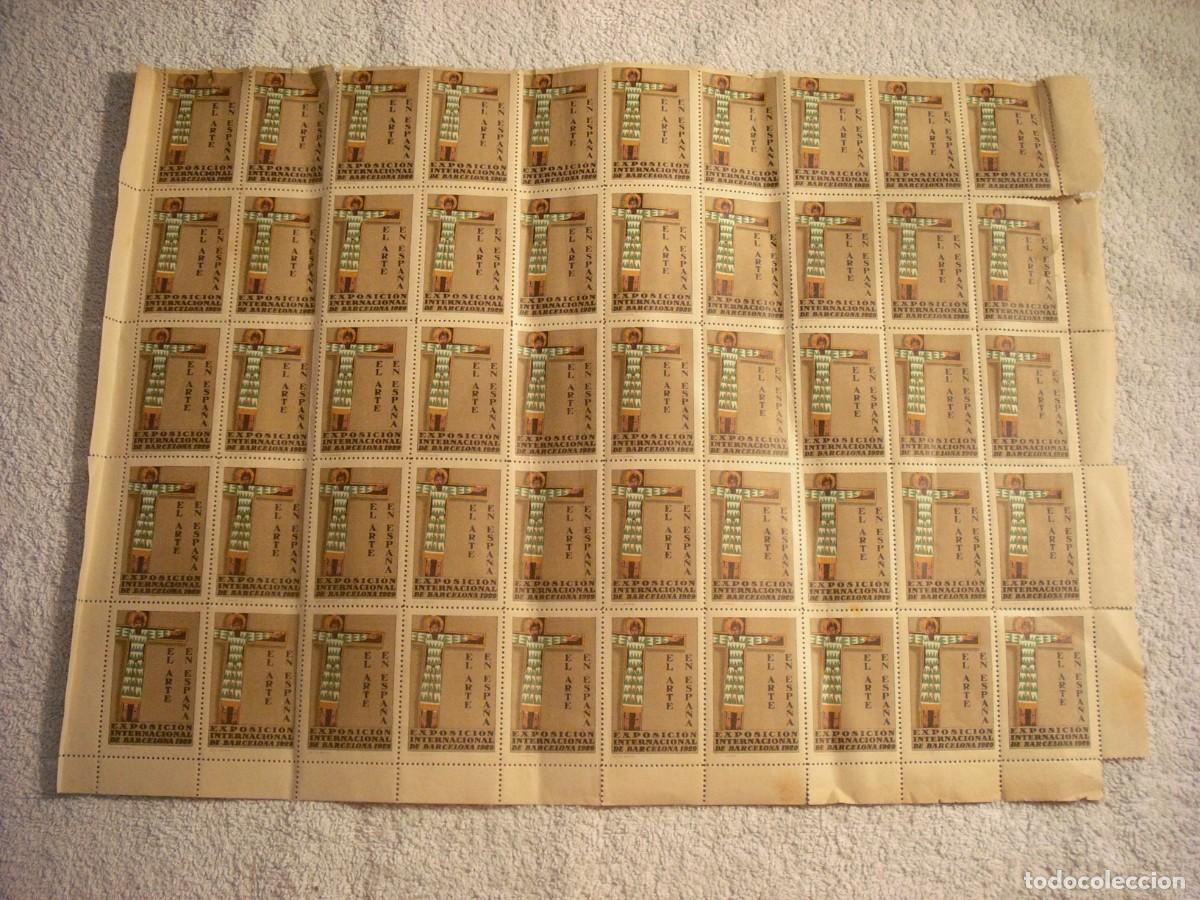 Sellos: HOJA ENTERA CON 50 VI&Ntilde;ETAS . EXPOSICION INTERNACIONAL BARCELONA 1929. ARTE EN ESPA&Ntilde;A