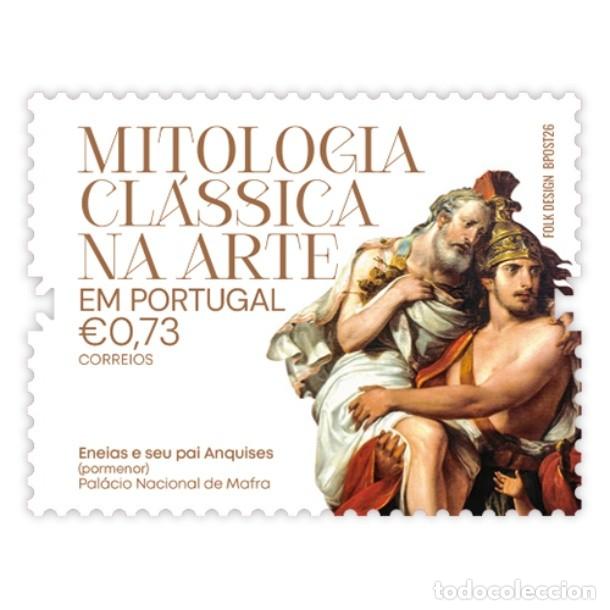 Sellos: Portugal y mitolog&iacute;a cl&aacute;sica en Portugal, Eneas y su padre Anquises, Palacio Nacional de Mafra 2026