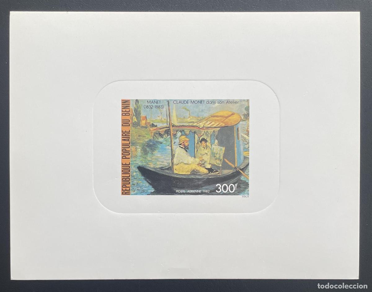 Sellos: Benin 1982 Mi. 303 prueba de lujo pintura barcos Manet Monet Workshop