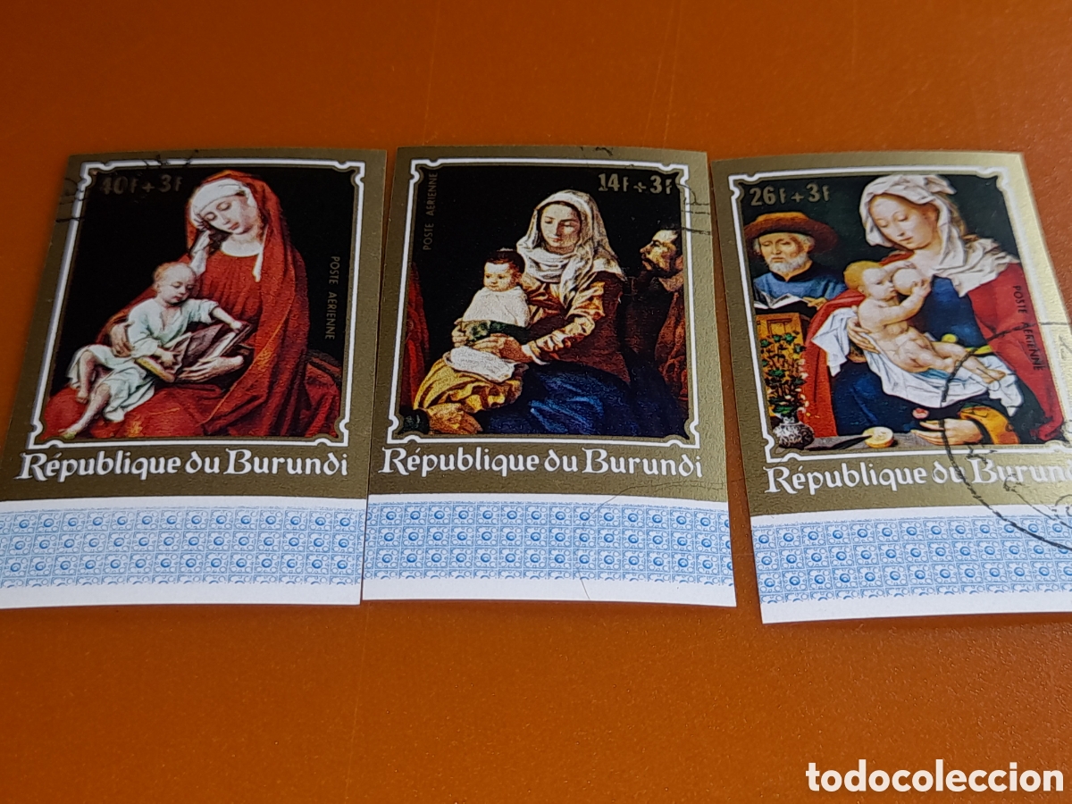 Sellos: Sello Burundi mtdo/sd 1970. Navidad. Arte. Pinturas. Virgen. Ni&ntilde;o. Religi&oacute;n. Cleve. Weyden