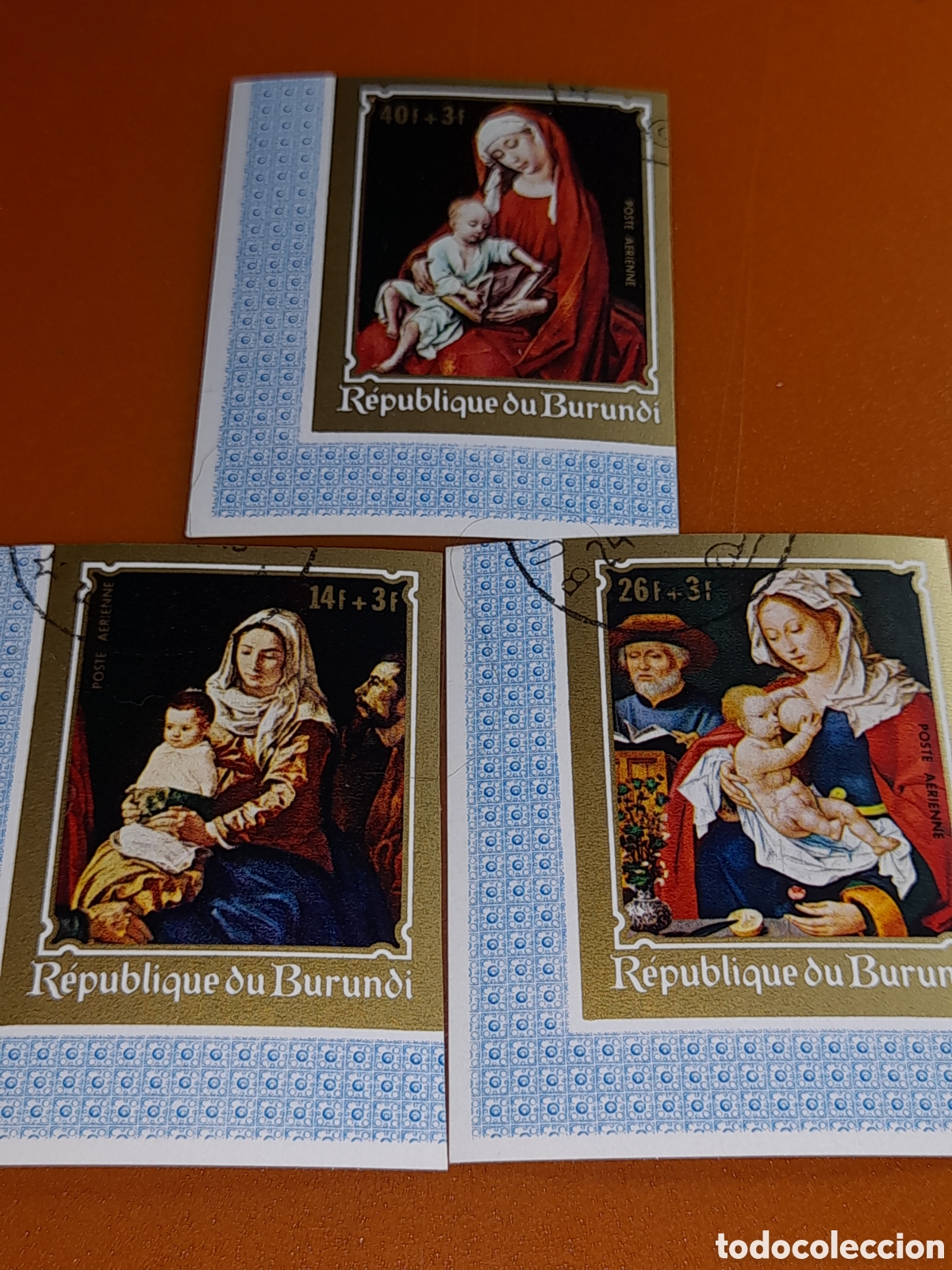 Sellos: Sello Burundi mtdo/sd 1970. Navidad. Arte. Pinturas. Virgen. Ni&ntilde;o. Religi&oacute;n. Cleve. Weyden