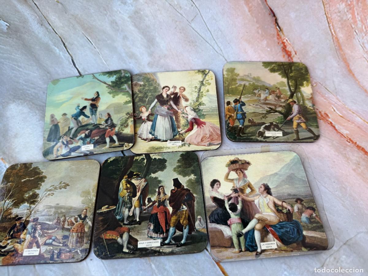Sellos: Posavasos de arte vintage &bull; Conjunto de 6 con pinturas de Goya &bull; Posavasos con obras de arte cl&aacute;sica