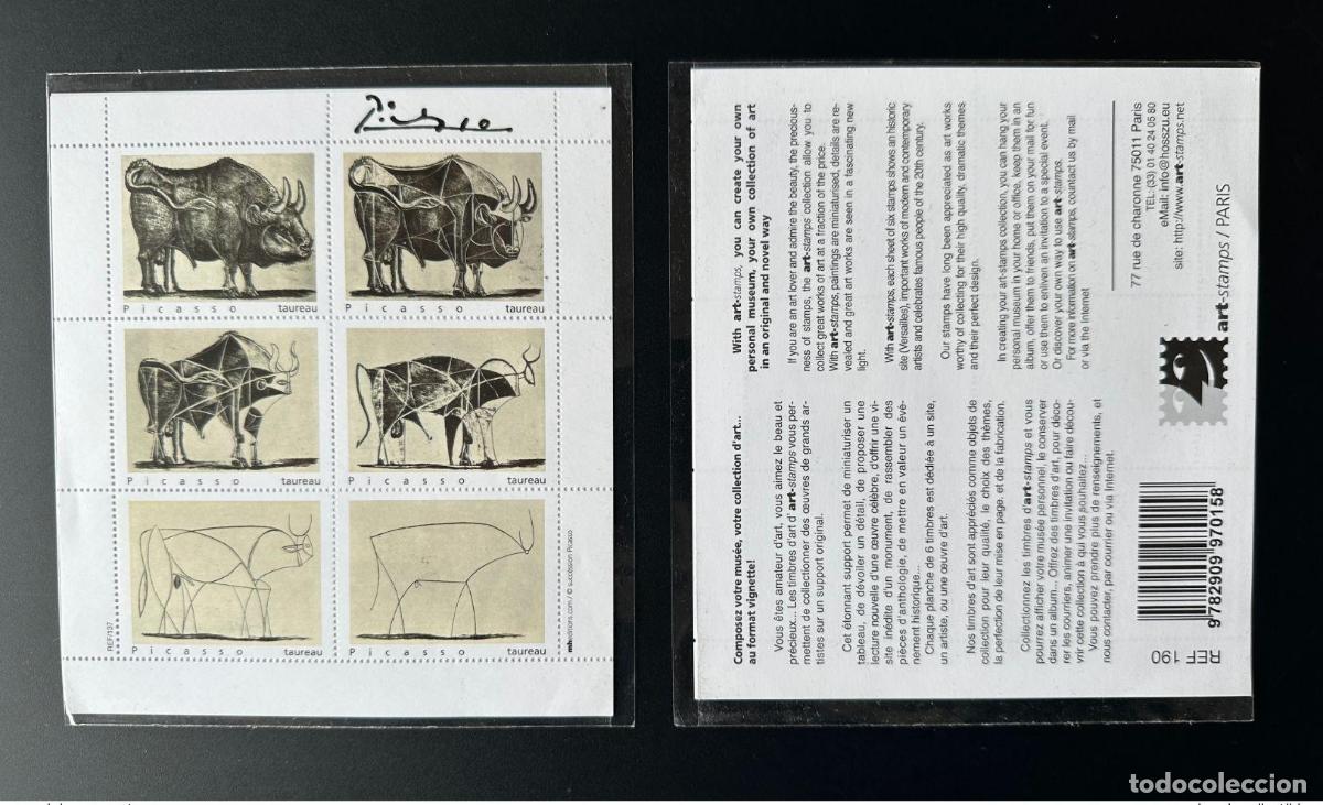 Sellos: Francia - pegatina ITVF Art-stamps Michel Hosszu Pablo Picasso Taureau Art
