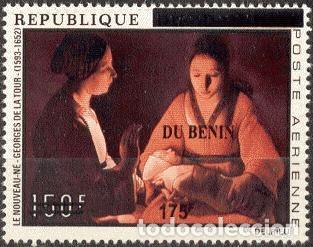 Sellos: Ben&iacute;n 2008 Mi. 1435 sobrecargado Georges de La Tour pintura reci&eacute;n nacido
