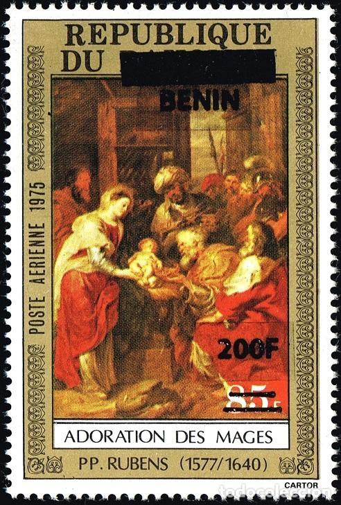 Sellos: Ben&iacute;n 2009 Mi. 1529 sobrecargado Rubens Adoraci&oacute;n de los Reyes Magos pintura