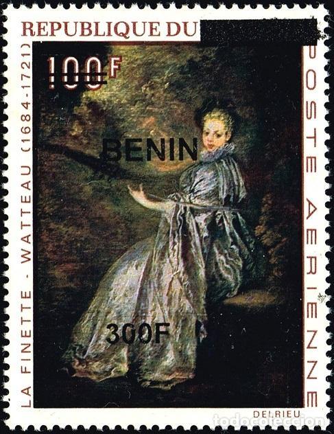 Sellos: Ben&iacute;n 2009 Mi. 1561 sobrecargado La Finette Watteau pintura