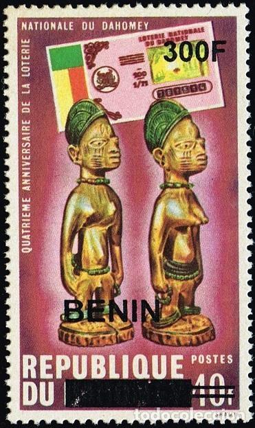 Sellos: Ben&iacute;n 2009 Mi. 1503 sobrecargado 300F loter&iacute;a nacional Dahomey arte