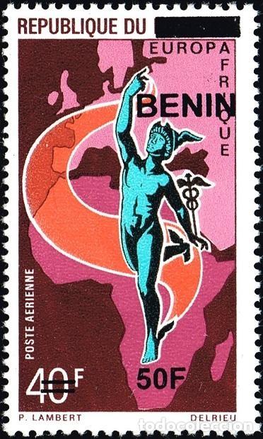 Sellos: Ben&iacute;n 2009 Mi. 1594 sobrecargado correo a&eacute;reo Europa &Aacute;frica Mercurio