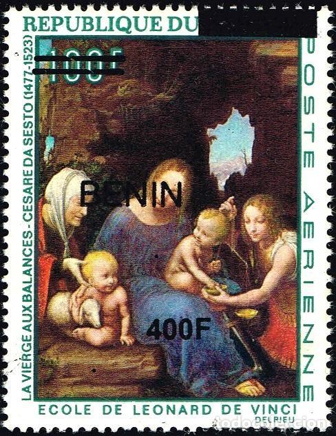 Sellos: Ben&iacute;n 2009 Mi. 1610 sobrecargado Virgen de la Balanza Leonardo da Vinci
