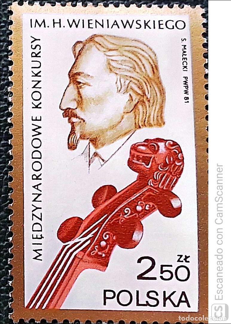 Sellos: Polonia. 2587 Concurso internacional de viol&oacute;n: retrato del violonista Henryk Wieniawski. 1981. Sell