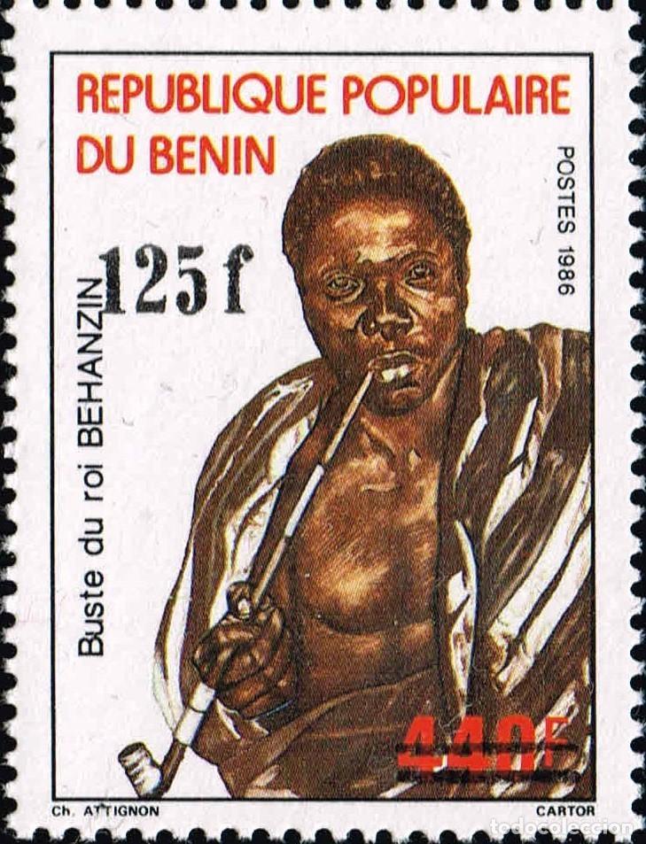 Timbres: Ben&iacute;n 1988 Mi. A469 sobrecargado rey Behanzin busto escultura realeza