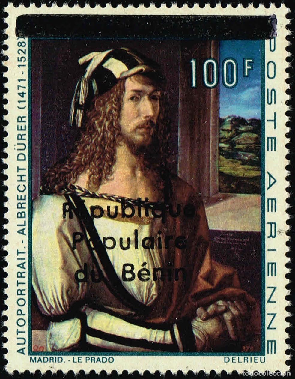 Timbres: Ben&iacute;n 1988 Mi. 473 sobrecargado Durero autorretrato pintura Prado